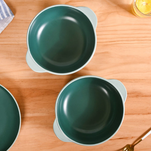 Set Of 2 Zoella Green Serving Bowls With Handles 1900ml