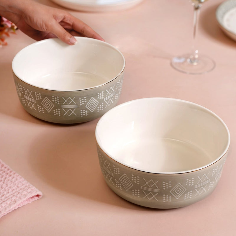 Set Of 2 Azo Serving Bowls Grey 1140ml - Serving bowls, ceramic serving bowls, serving bowls set, snack bowls, ceramic bowls, large bowls