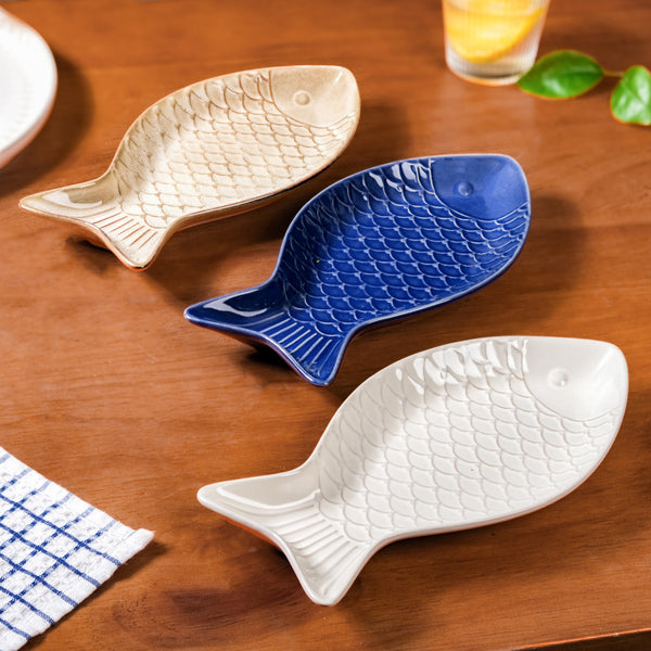 Fish Ceramic Platter Set Of 3