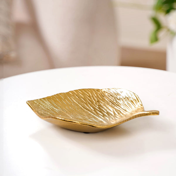 Set of 2 Leaf Plates Gold