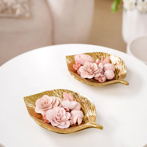 Set of 2 Leaf Plates Gold