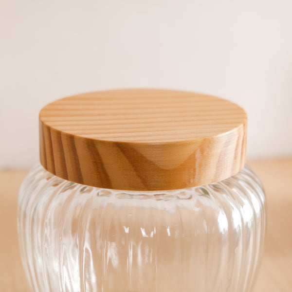 Set of 2 Glass Jars With Wooden Lid 1600ml