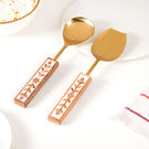 Set Of 2 Inlay Wooden Serving Spoons Gold
