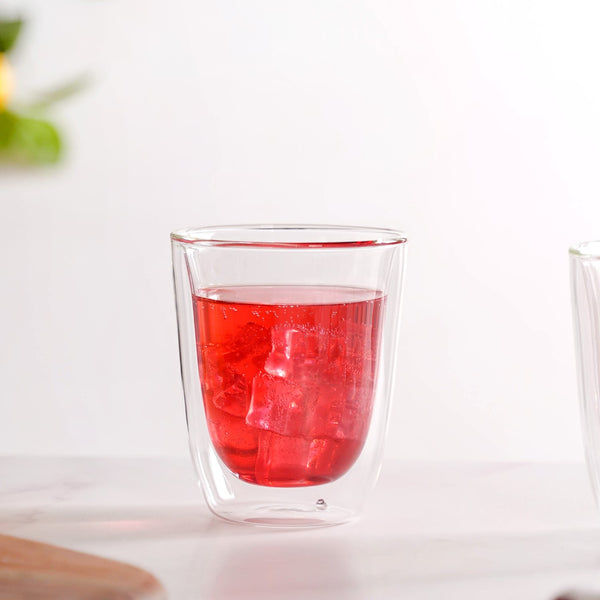 Set Of 2 Transparent Double Wall Tumblers 300ml