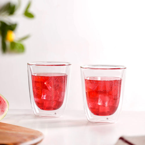 Set Of 2 Insulated Transparent Double Wall Tumblers 300ml