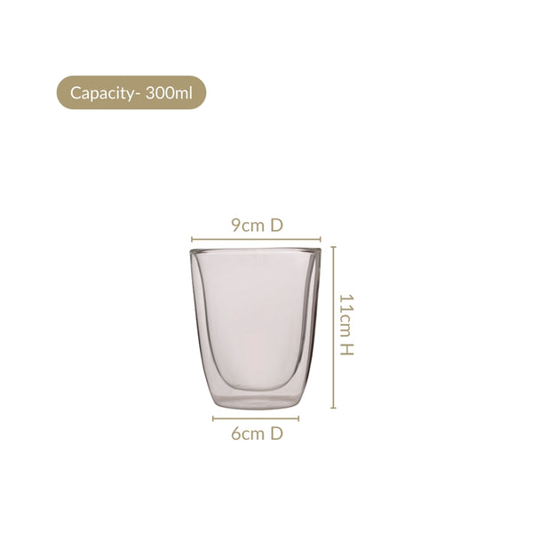 Set Of 2 Transparent Double Wall Tumblers 300ml