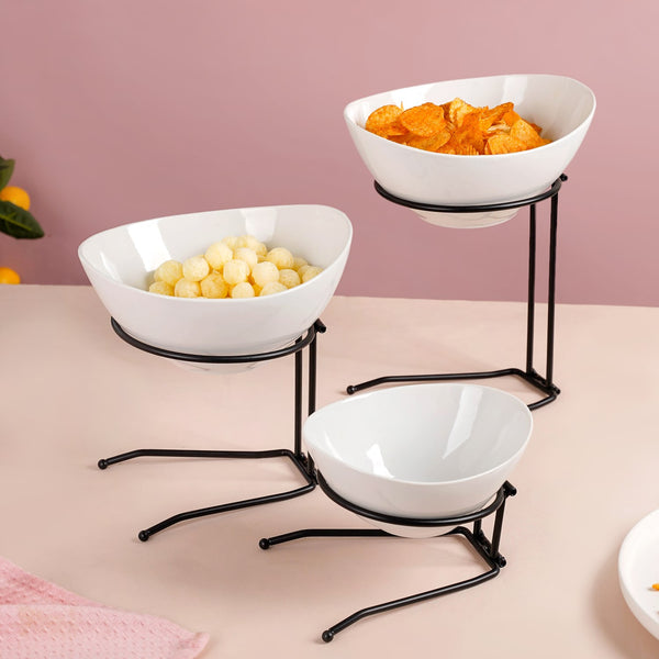 Set Of 3 Serving Bowls With Stands