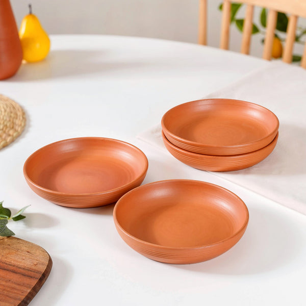 Set Of 4 Earthen Terracotta Snack Plates 7 Inch