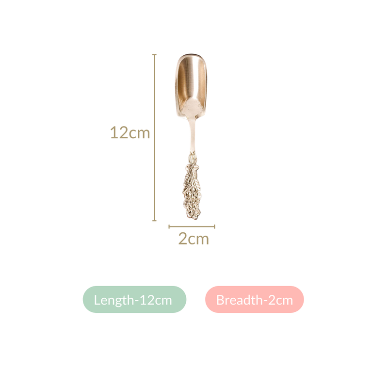 Set Of 4 Embossed Leaf Design Dessert Spoons