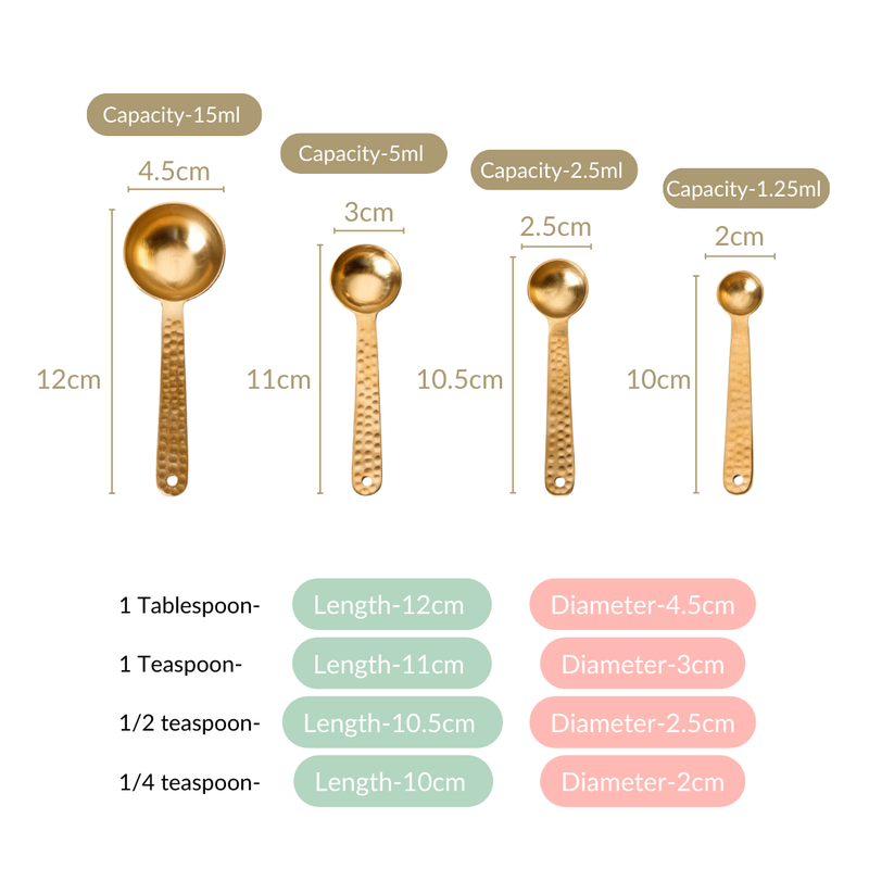 Set Of 4 Measuring Spoons With Gold Finish