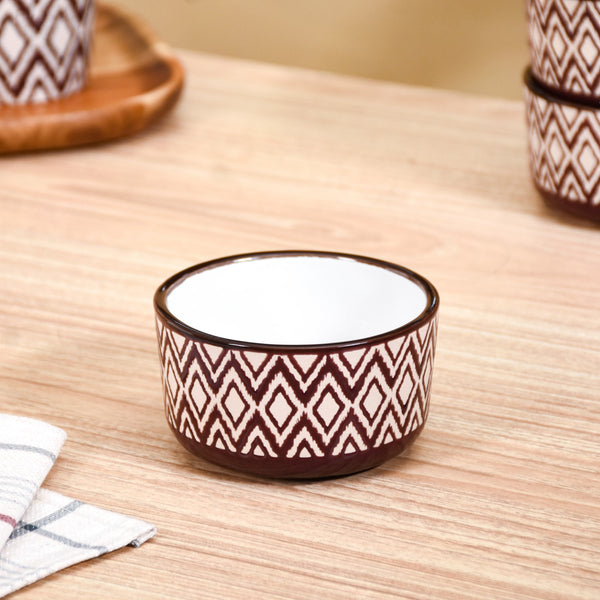 Set Of 4 Kaleido Ceramic Small Bowl For Nuts Brown 200ml