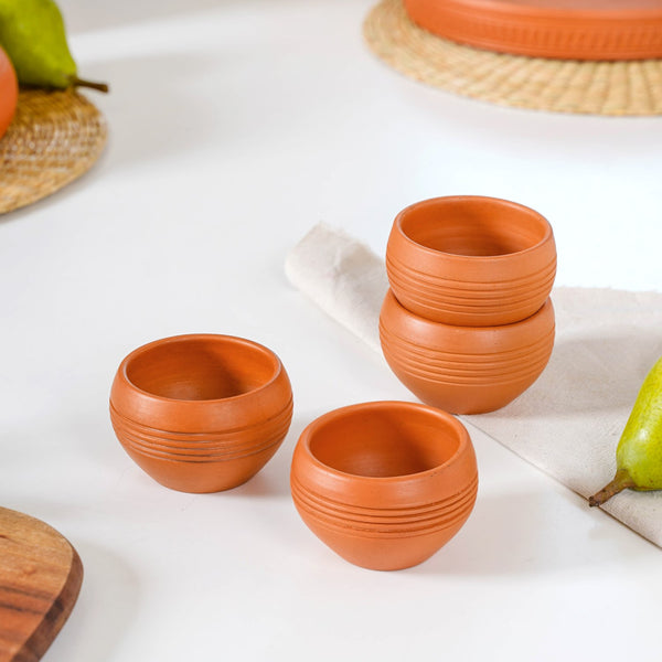 Set Of 4 Earthen Clay Terracotta Small Bowls 150ml