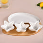 Set Of 4 Stars And Comet Ceramic Serveware With Tray - Ceramic platter, white platter, bowl with tray, patter set