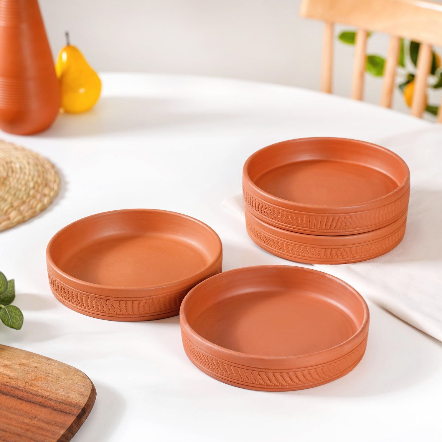 Terracotta Deep Dish Snack Plates 7 Inch Set Of 4