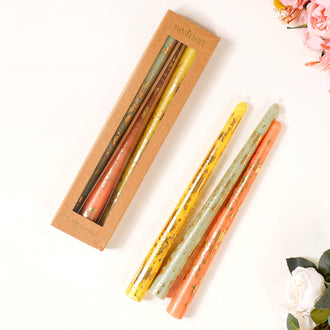 Set Of 6 Taper Candles With Gold Detailing