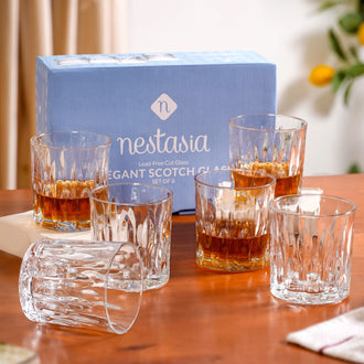 Set Of 6 Textured Luxe Whiskey Glass 350ml