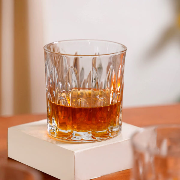 Large Set Of 6 Textured Luxe Whiskey Glass 350ml