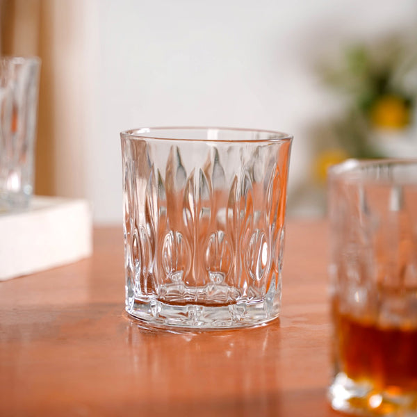 Large Set Of 6 Textured Luxe Whiskey Glass 350ml