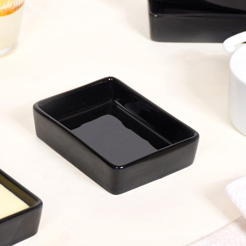 Shallow Rectangular Ceramic Dessert Dish Set Of 6 Black - Dessert dishes, dessert plates, dessert plates set