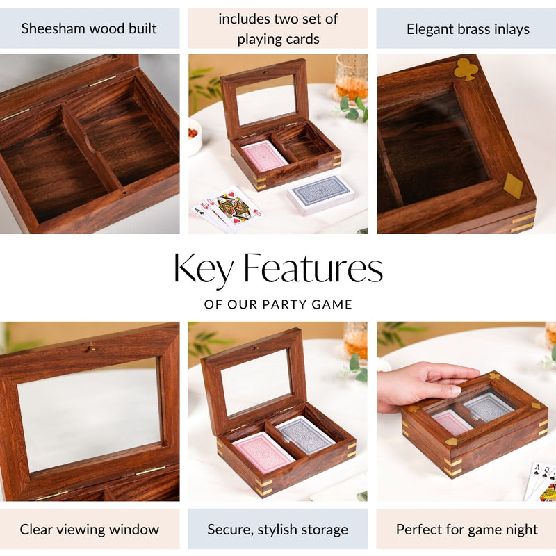 Sheesham Card Display Box With Deck