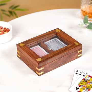 Sheesham Card Display Box With Deck