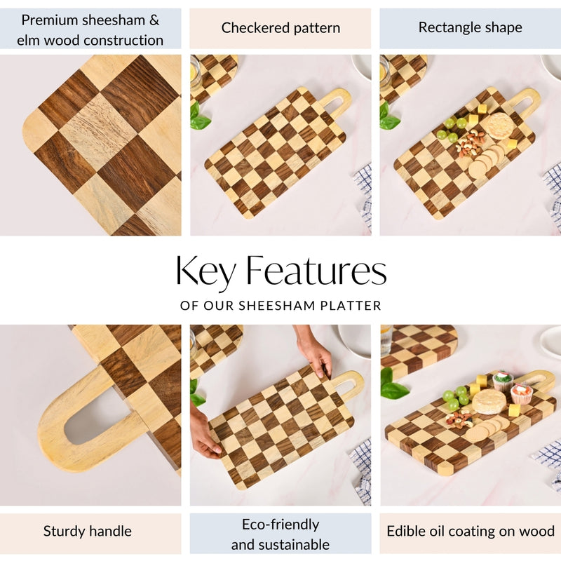 Sheesham Wood Platter With Handle