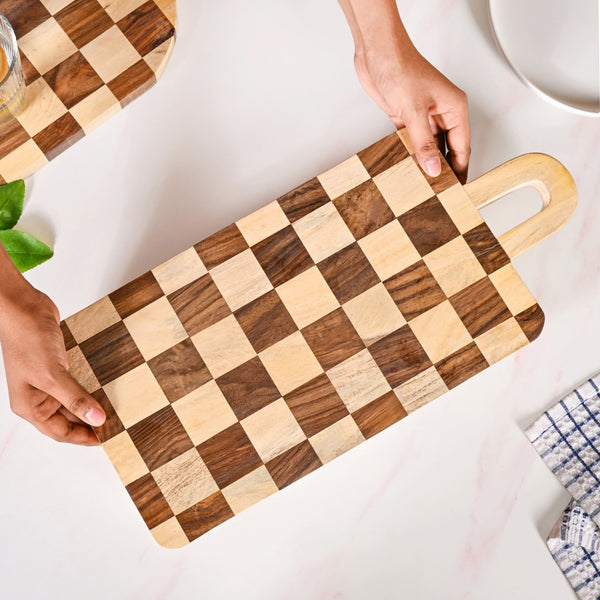 Serve And Slice Rectangle Checkered Atelier Board 45x21cm