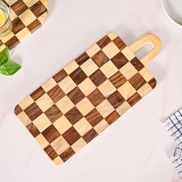 Serve And Slice Rectangle Checkered Atelier Board 45x21cm