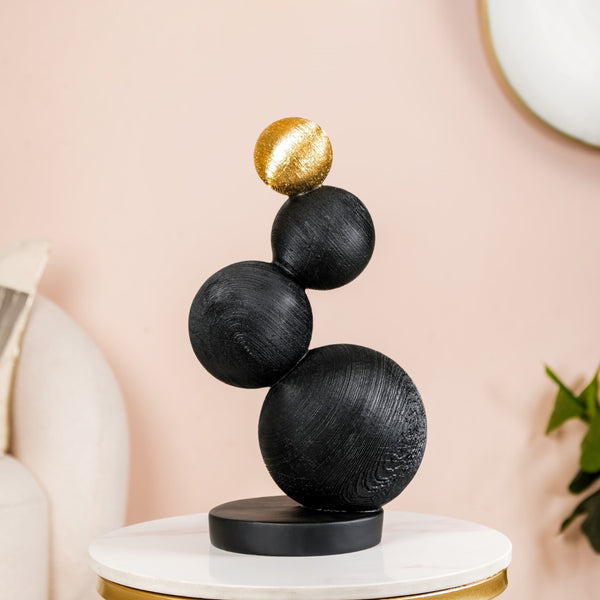 Stacked Modern Sphere Sculpture Black And Gold