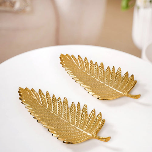 Lotus Leaf Metal Trinket Tray Gold Set Of 2 Online - Premium Trinket ...