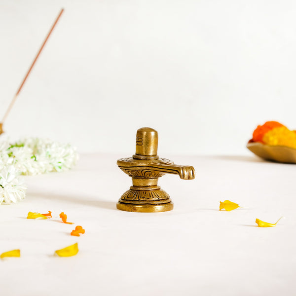 Shivling Brass Showpiece For Puja Room 5cm