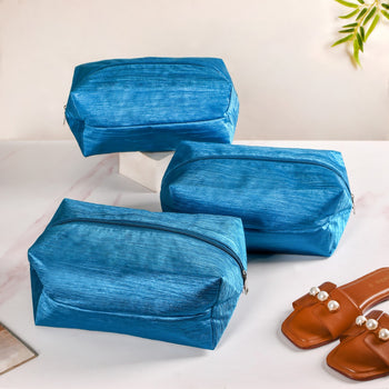 Teal Zippered Shoe Bags For Travel Large Set Of 3