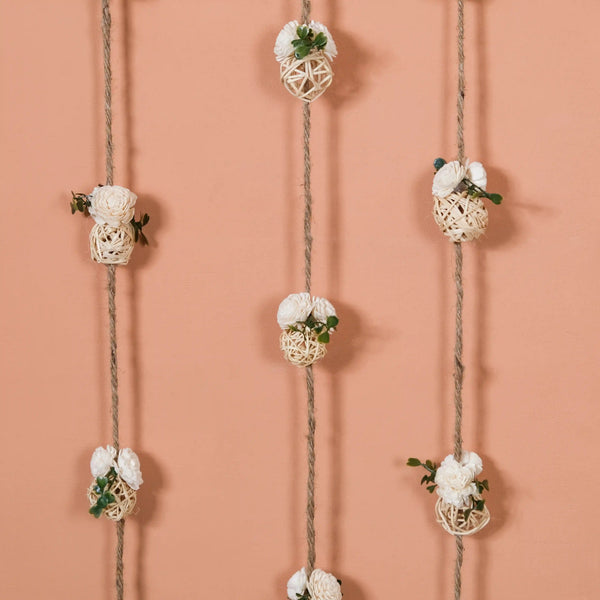 Set Of 6 Shola Flower Wall Hanging White