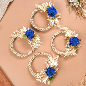 Braided Mini Artificial Shola Flower Wreath Set Of 4