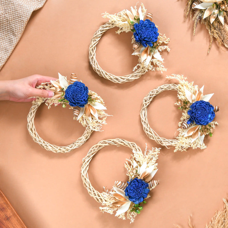 Braided Mini Artificial Shola Flower Wreath Set Of 4
