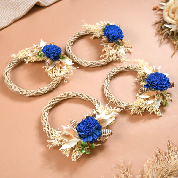 Braided Mini Artificial Shola Flower Wreath Set Of 4