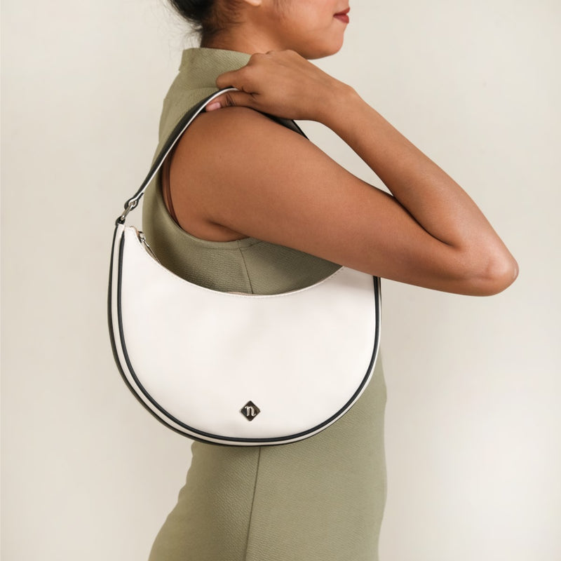 White Half Moon Shoulder Bag