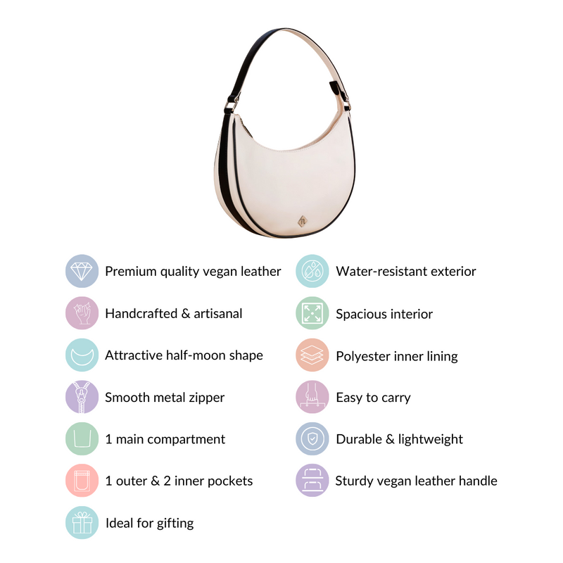 White Half Moon Shoulder Bag