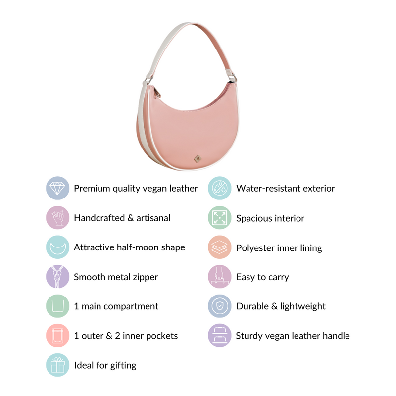 Peachy Glam Half Moon Bag