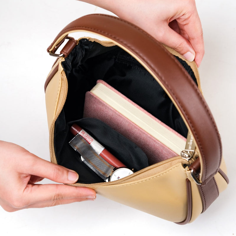 Stylish Half Moon Shoulder Bag Beige