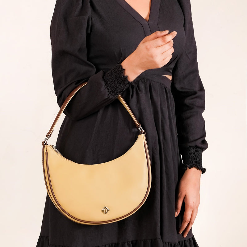 Stylish Half Moon Shoulder Bag Beige