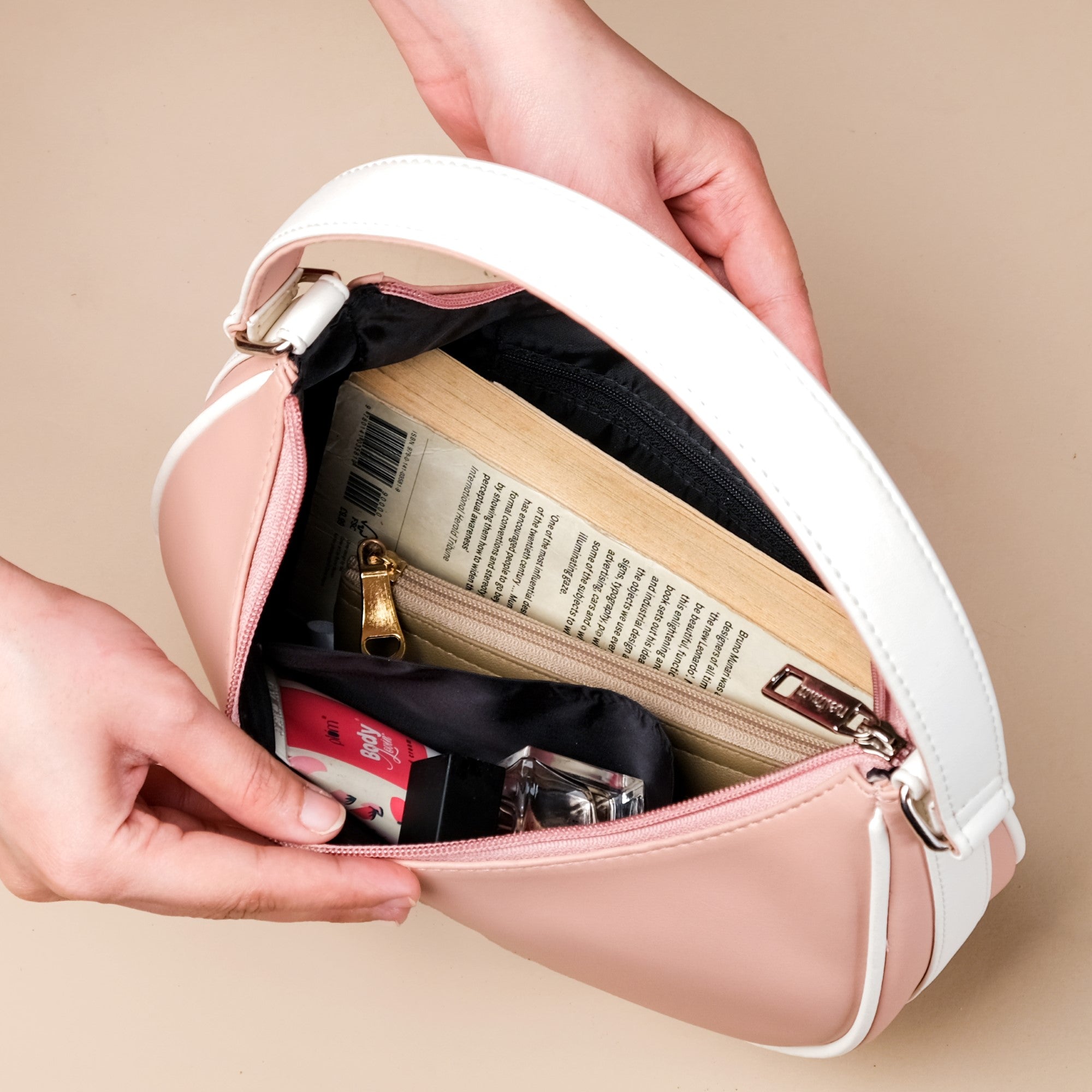 Peachy Glam Half Moon Bag