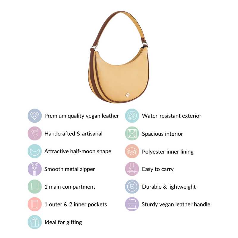 Stylish Half Moon Shoulder Bag Beige