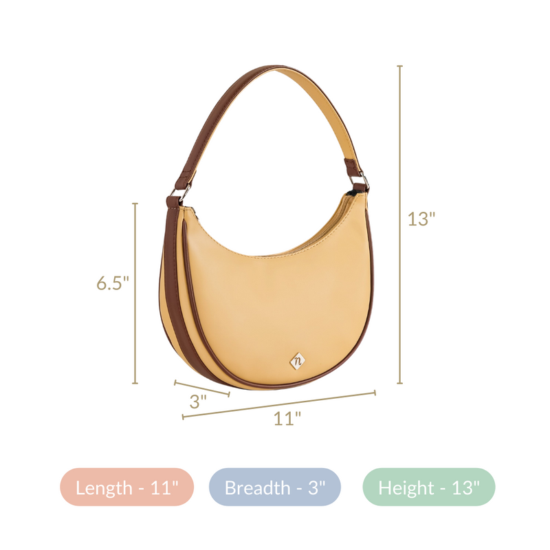 Stylish Half Moon Shoulder Bag Beige