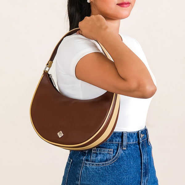 Coffee Brown Moon Handbag For Women