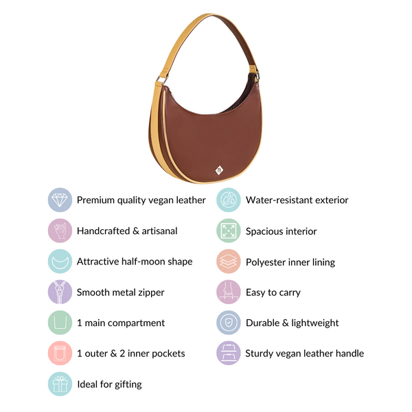 Coffee Brown Moon Handbag For Women