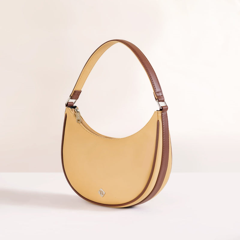 Stylish Half Moon Shoulder Bag Beige