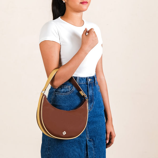 Coffee Brown Moon Handbag For Women