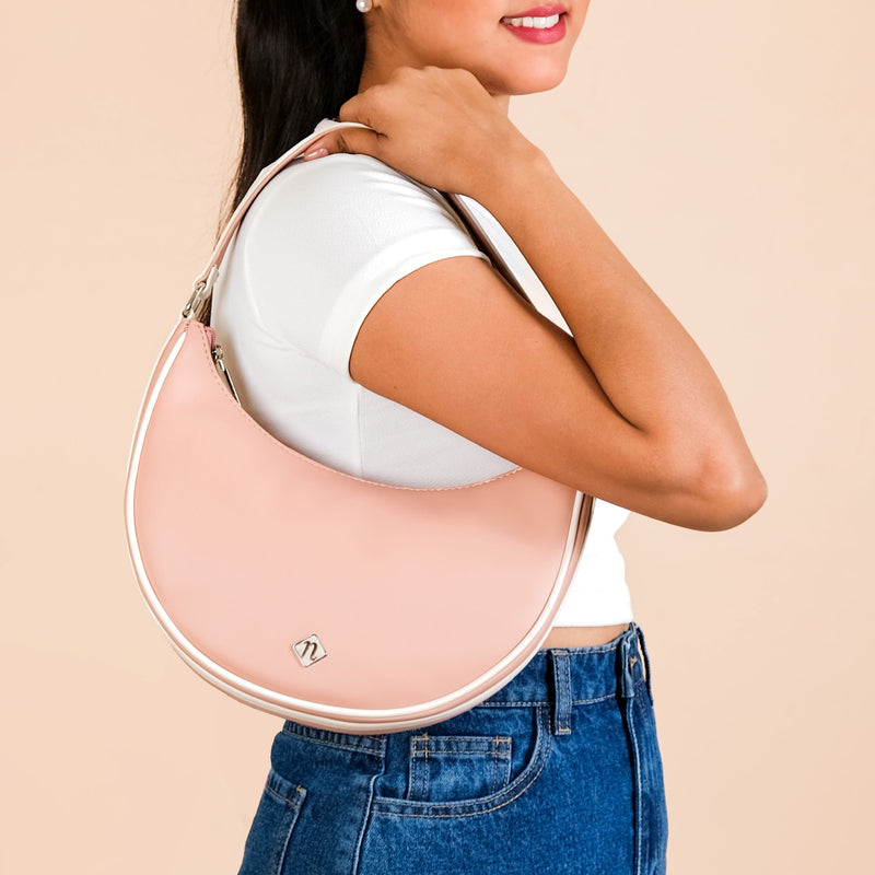 Peachy Glam Half Moon Bag