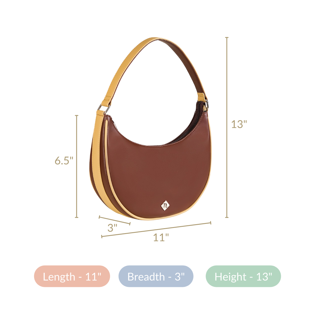 Coffee Brown Moon Handbag For Women - Main Image